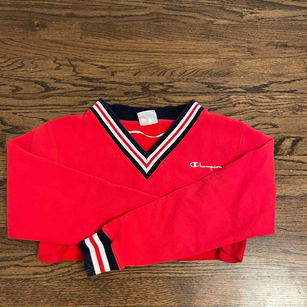 Red striped v-neck sweatshirt!